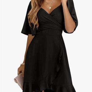 Chic Black Midi Wrap Dress